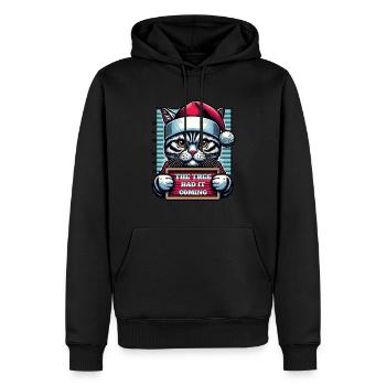 Père Noël Noël Drôle de chats Mugshot - Sweat à capuche Premium bio Homme - noir - Devant - Nico (187cm)