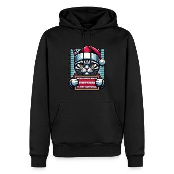 Père Noël Noël Drôle de chats Mugshot - Sweat à capuche Premium bio Homme - noir - Devant - Nico (187cm)