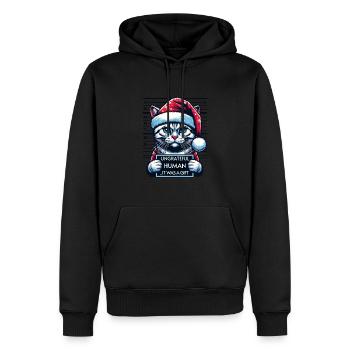 Père Noël Noël Drôle de chats Mugshot - Sweat à capuche Premium bio Homme - noir - Devant - Nico (187cm)