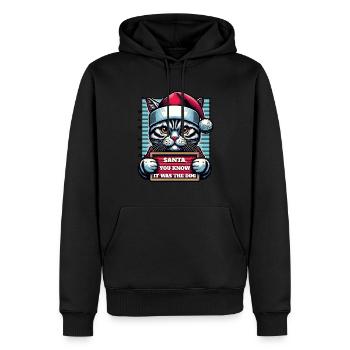 Père Noël Noël Drôle de chats Mugshot - Sweat à capuche Premium bio Homme - noir - Devant - Nico (187cm)