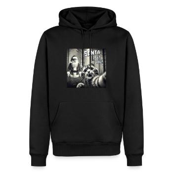 Cat & Santa really exists Selfie Christmas - Männer Premium Bio Hoodie - Schwarz - Vorne - Nico (187cm)