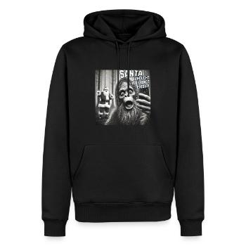 Bigfoot & Santa really exists Selfie Christmas - Männer Premium Bio Hoodie - Schwarz - Vorne - Nico (187cm)