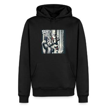 Chats Selfie Père Noël - Sweat à capuche Premium bio Homme - noir - Devant - Nico (187cm)