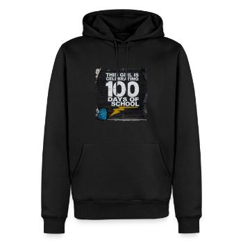 Tenue drôle professeur & élève 100 jours d’école - Sweat à capuche Premium bio Homme - noir - Devant - Nico (187cm)