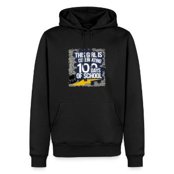 Tenue drôle professeur & élève 100 jours d’école - Sweat à capuche Premium bio Homme - noir - Devant - Nico (187cm)