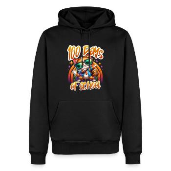 Tenue drôle professeur & élève 100 jours d’école - Sweat à capuche Premium bio Homme - noir - Devant - Nico (187cm)