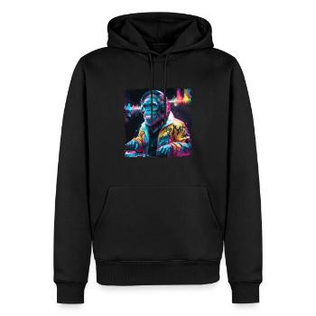 Dj Rave Festival cooler Affe mit Kopfhörer Party - Männer Premium Bio Hoodie - Schwarz - Vorne - Nico (187cm)