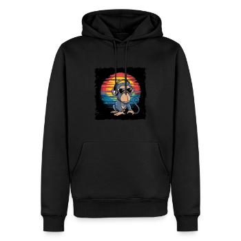 Dj Rave Festival cooler Affe mit Kopfhörer Party - Männer Premium Bio Hoodie - Schwarz - Vorne - Nico (187cm)