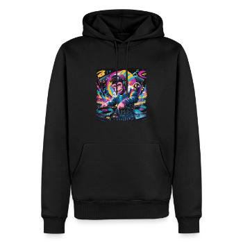 Dj Rave Festival cooler Affe mit Kopfhörer Party - Männer Premium Bio Hoodie - Schwarz - Vorne - Nico (187cm)