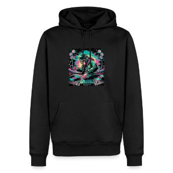 Dj Rave Festival cooler Affe mit Kopfhörer Party - Männer Premium Bio Hoodie - Schwarz - Vorne - Nico (187cm)
