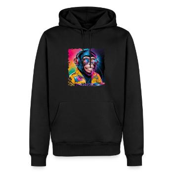 Dj Rave Festival cooler Affe mit Kopfhörer Party - Männer Premium Bio Hoodie - Schwarz - Vorne - Nico (187cm)