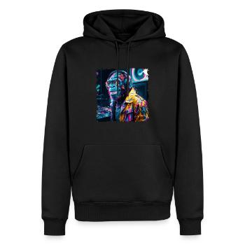 Dj Rave Festival cooler Affe mit Kopfhörer Party - Männer Premium Bio Hoodie - Schwarz - Vorne - Nico (187cm)