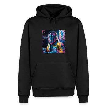 Dj Rave Festival cooler Affe mit Kopfhörer Party - Männer Premium Bio Hoodie - Schwarz - Vorne - Nico (187cm)