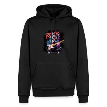 Rock and Roll Cat Guitarist for men-women & kids - Männer Premium Bio Hoodie - Schwarz - Vorne - Nico (187cm)