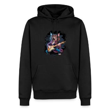 Rock and Roll Cat Guitarist for men-women & kids - Männer Premium Bio Hoodie - Schwarz - Vorne - Nico (187cm)