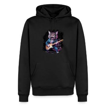 Rock and Roll Cat Guitarist for men-women & kids - Männer Premium Bio Hoodie - Schwarz - Vorne - Nico (187cm)