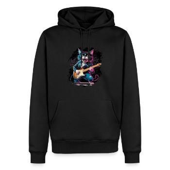 Rock and Roll Cat Guitarist for men-women & kids - Männer Premium Bio Hoodie - Schwarz - Vorne - Nico (187cm)
