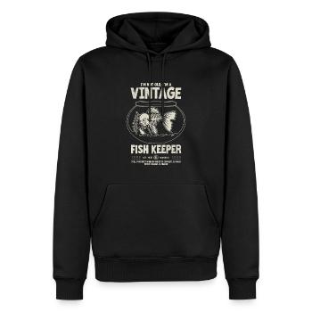 Gardien de poisson vintage poisson tropical anniversaire 1935 - Sweat à capuche Premium bio Homme - noir - Devant - Nico (187cm)