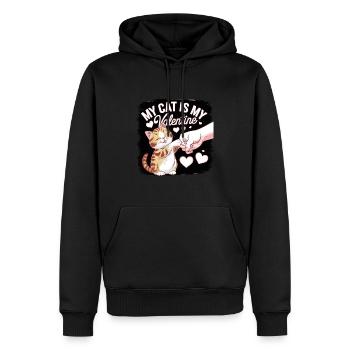 Célibataire & Chat Saint-Valentin Mon chat est mon valentin - Sweat à capuche Premium bio Homme - noir - Devant - Nico (187cm)