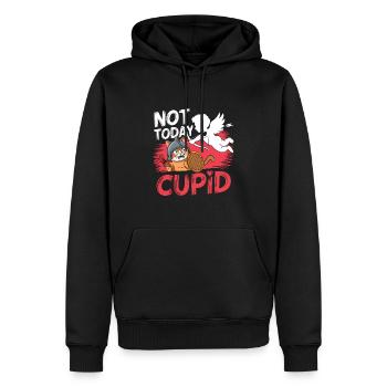 Célibataire & Anti Amour Saint-Valentin Pas aujourd’hui Cupidon - Sweat à capuche Premium bio Homme - noir - Devant - Nico (187cm)