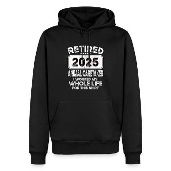 Retired Animal caretaker 2025 - Men’s Premium Organic Hoodie - black - Front - Nico (187cm)