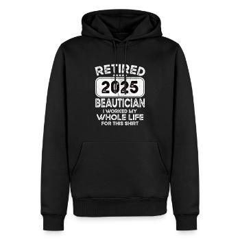 Esthéticienne à la retraite 2025 - Sweat à capuche Premium bio Homme - noir - Devant - Nico (187cm)
