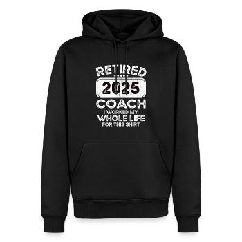Retired Coach 2025 - Men’s Premium Organic Hoodie - black - Front - Nico (187cm)