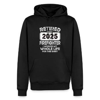 Pompier à la retraite 2025 - Sweat à capuche Premium bio Homme - noir - Devant - Nico (187cm)