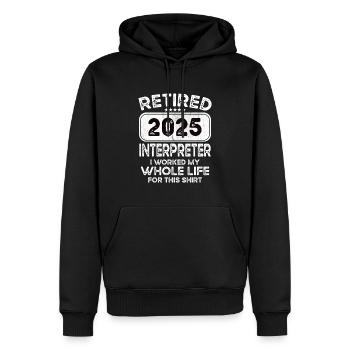 Retired Interpreter 2025 - Men’s Premium Organic Hoodie - black - Front - Nico (187cm)