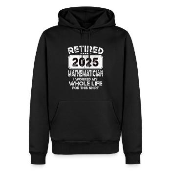 Mathématicien à la retraite 2025 - Sweat à capuche Premium bio Homme - noir - Devant - Nico (187cm)