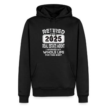Retired Real estate agent 2025 - Männer Premium Bio Hoodie - Schwarz - Vorne - Nico (187cm)