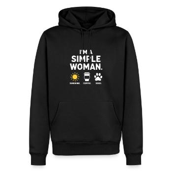 I`m a simple woman like sunshine dogs & coffee - Männer Premium Bio Hoodie - Schwarz - Vorne - Nico (187cm)