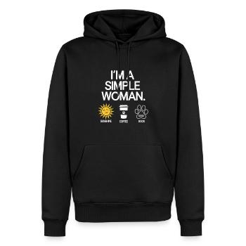 I`m a simple woman like sunshine dogs & coffee - Männer Premium Bio Hoodie - Schwarz - Vorne - Nico (187cm)
