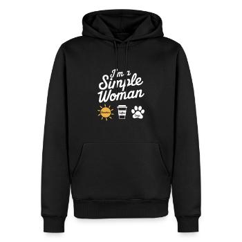 I`m a simple woman like sunshine dogs & coffee - Männer Premium Bio Hoodie - Schwarz - Vorne - Nico (187cm)