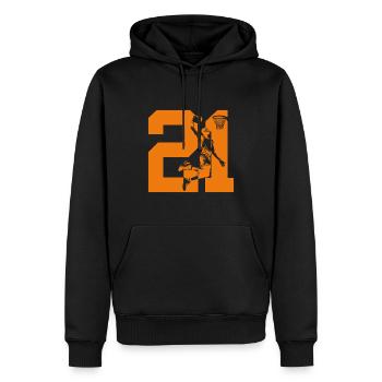 NUMÉRO 21 BASKETBALL 21E ANNIVERSAIRE - Sweat à capuche Premium bio Homme - noir - Devant - Nico (187cm)