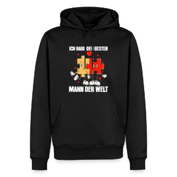 Ich habe den besten Mann der Welt - Männer Premium Bio Hoodie - Schwarz - Vorne - Nico (187cm)
