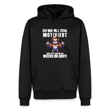 Sloth stays lazy I used to be totally motivated - Men’s Premium Organic Hoodie - black - Front - Nico (187cm)