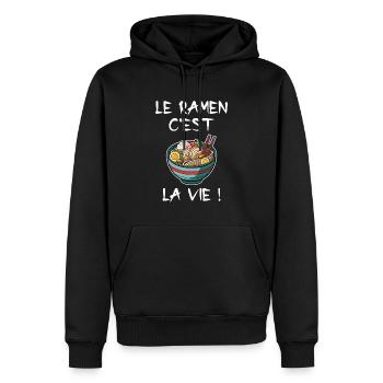 Humour Ramen Cuisine Japonaise - Sweat à capuche Premium bio Homme - noir - Devant - Nico (187cm)
