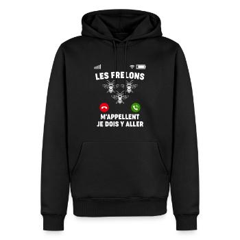 Humour Frelon Insecte Venin Prédateur - Sweat à capuche Premium bio Homme - noir - Devant - Nico (187cm)