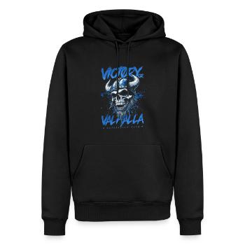 Motorcycle Norse Viking Victory Or Valhalla - Men’s Premium Organic Hoodie - black - Front - Nico (187cm)
