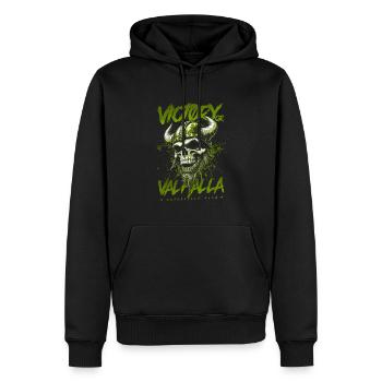 Motorrad Nordische Wikinger Sieg Oder Walhalla - Männer Premium Bio Hoodie - Schwarz - Vorne - Nico (187cm)