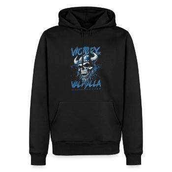 Motorrad Nordische Wikinger Sieg Oder Walhalla - Männer Premium Bio Hoodie - Schwarz - Vorne - Nico (187cm)