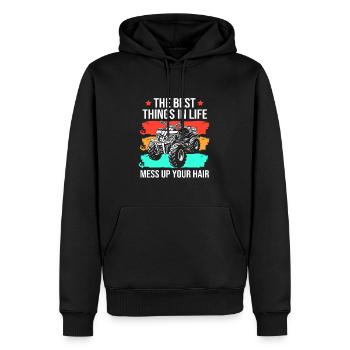 Quad - Männer Premium Bio Hoodie - Schwarz - Vorne - Nico (187cm)