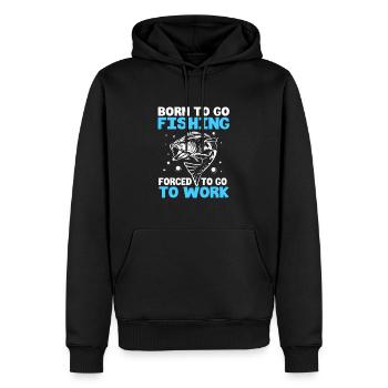 Truite, pêche, hameçon, canne à pêche, pêcheur, poisson-grenouille - Sweat à capuche Premium bio Homme - noir - Devant - Nico (187cm)