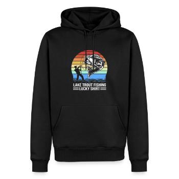 Truite Trout étang pêche crochet canne à pêche pêcheur pêcheur - Sweat à capuche Premium bio Homme - noir - Devant - Nico (187cm)