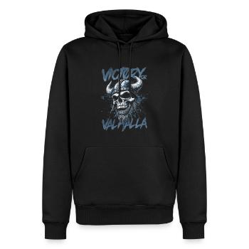 Norse Viking Victory Or Valhalla - Men’s Premium Organic Hoodie - black - Front - Nico (187cm)