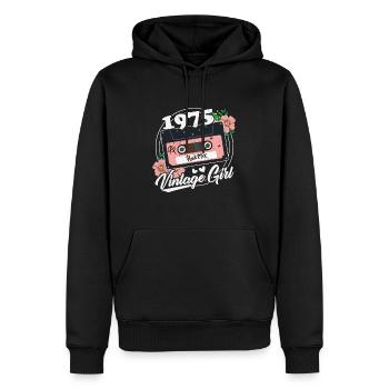 50 ans Vintage Rétro Femmes 1975 Anniversaire - Sweat à capuche Premium bio Homme - noir - Devant - Nico (187cm)