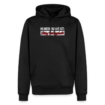 Hi mein Name ist sorry Datenschutz - Männer Premium Bio Hoodie - Schwarz - Vorne - Nico (187cm)