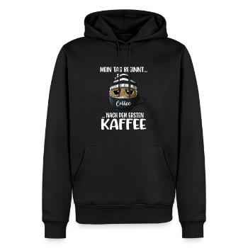 Kaffeeliebhaber Spruch Jeden Tag Kaffee Eule - Männer Premium Bio Hoodie - Schwarz - Vorne - Nico (187cm)