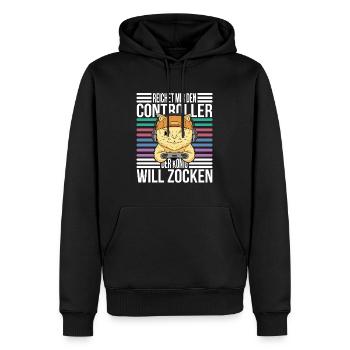 Reichet mir den Controller König Gaming Cat - Männer Premium Bio Hoodie - Schwarz - Vorne - Nico (187cm)